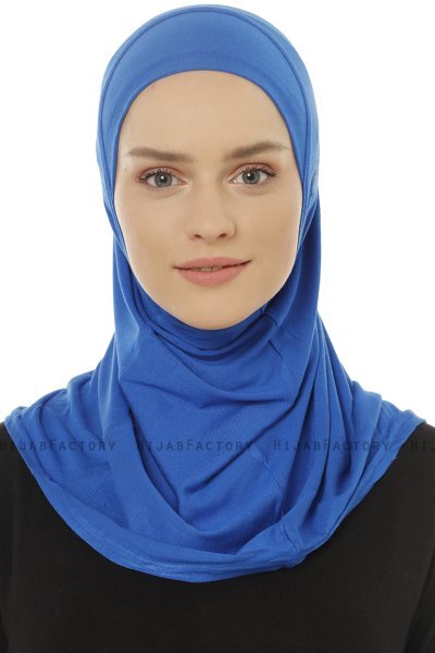 Hanfendy Plain Logo - Blue One-Piece Hijab