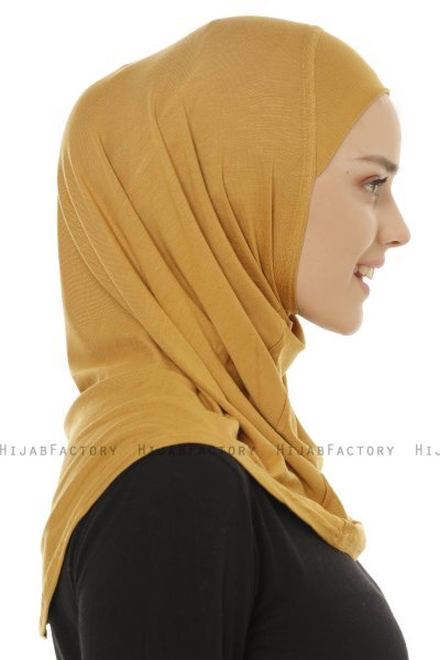 Hanfendy Plain Logo - Mustard One-Piece Hijab