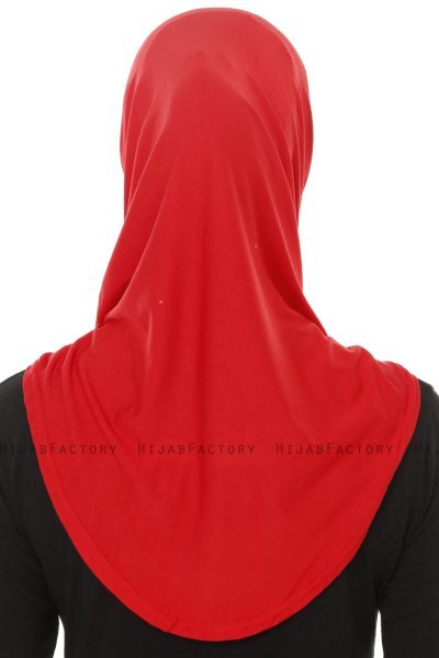 Hanfendy Plain Logo - Red One-Piece Hijab