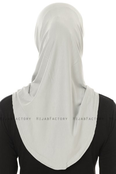 Hanfendy Plain Logo - Light Grey One-Piece Hijab