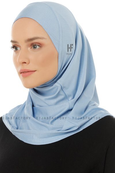 Hanfendy Plain Logo - Light Blue One-Piece Hijab