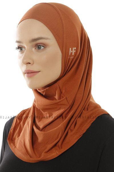 Hanfendy Plain Logo - Brick Red One-Piece Hijab