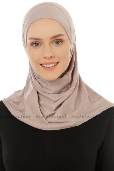 Hanfendy Plain Logo - Stone Grey One-Piece Hijab