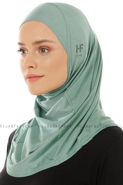Hanfendy Plain Logo - Green One-Piece Hijab