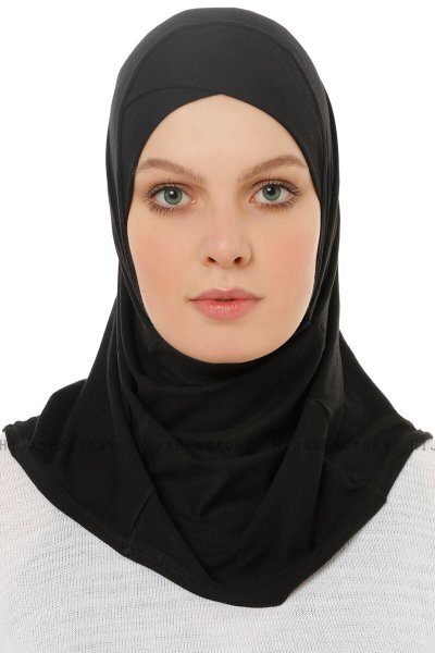 Hanfendy Cross Logo - Black One-Piece Hijab