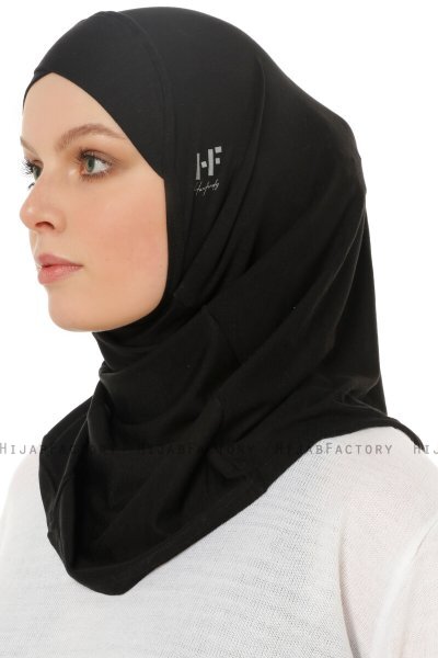 Hanfendy Cross Logo - Black One-Piece Hijab