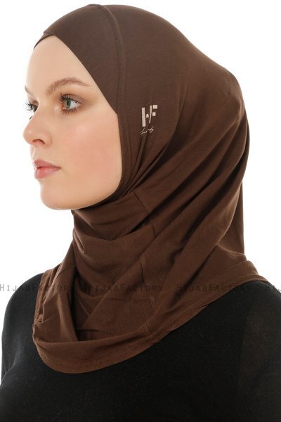 Hanfendy Cross Logo - Brown One-Piece Hijab