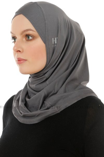 Hanfendy Cross Logo - Dark Grey One-Piece Hijab
