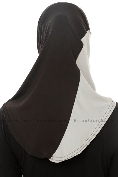 Esin - Black & White & Light Grey One-Piece Hijab