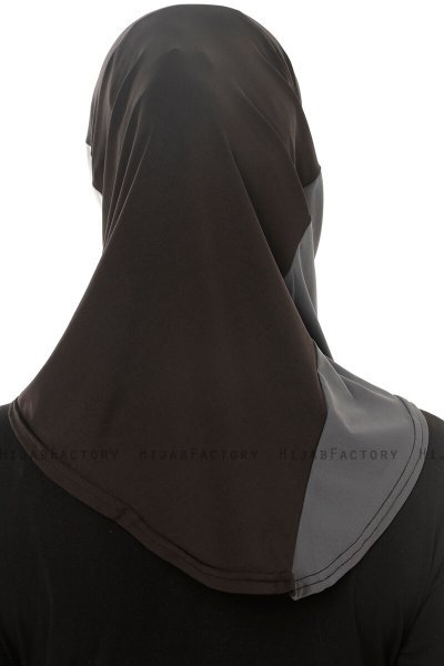 Esin - Black & Light Grey & Anthracite One-Piece Hijab
