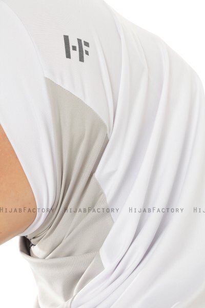 Esin - White & Light Grey & Anthracite One-Piece Hijab
