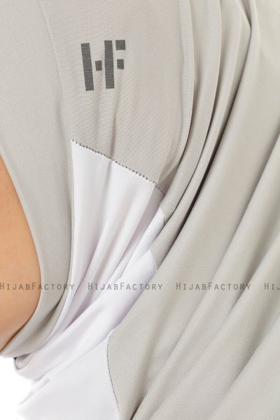 Esin - Light Grey & White & Anthracite One-Piece Hijab