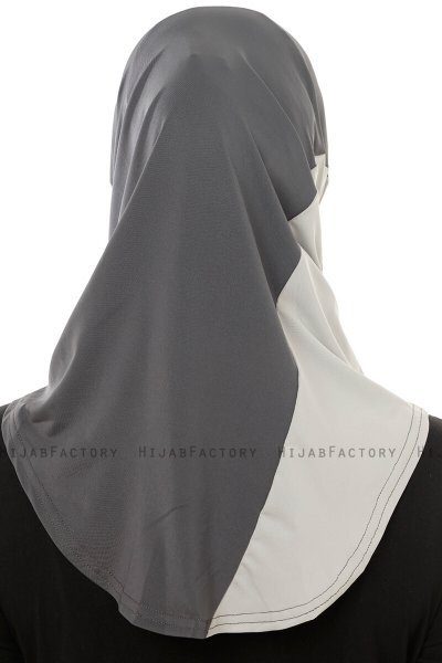 Esin - Anthracite & Light Blue & Light Grey One-Piece Hijab