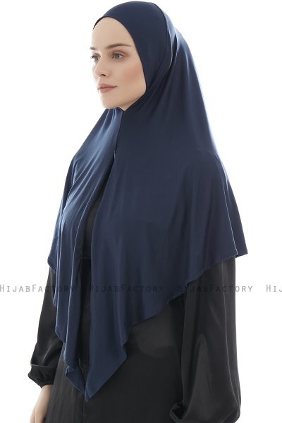 Ajda - Navy Blue Zipper Hijab