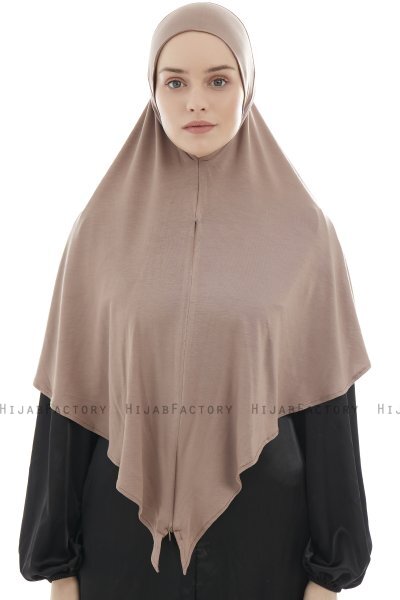 Ajda - Dark Taupe Zipper Hijab