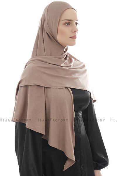 Ajda - Dark Taupe Zipper Hijab