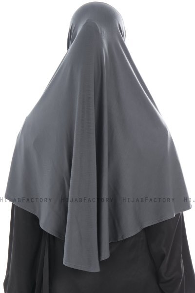 Ajda - Dark Grey Zipper Hijab