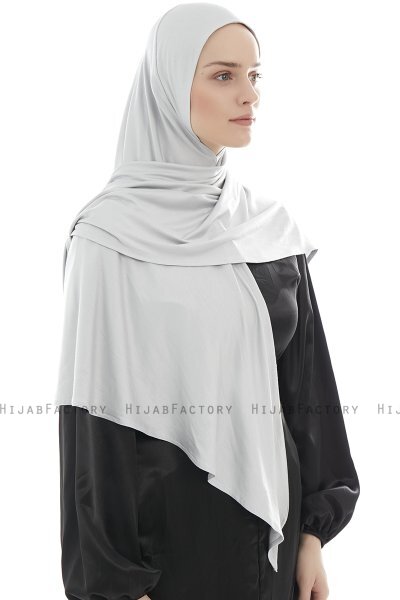 Ajda - Light Grey Zipper Hijab