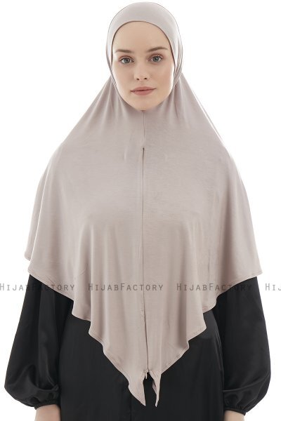 Ajda - Stone Grey Zipper Hijab