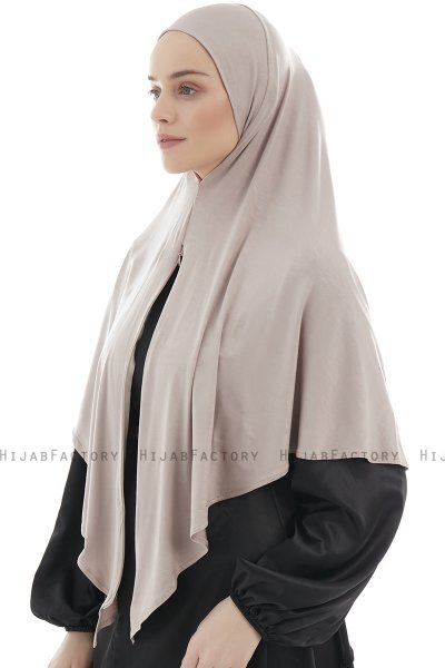 Ajda - Stone Grey Zipper Hijab