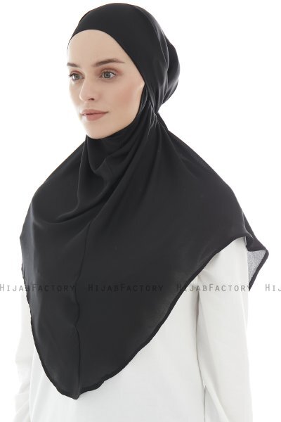 Ebrar - Black Crepe Chiffon Al Amira Hijab