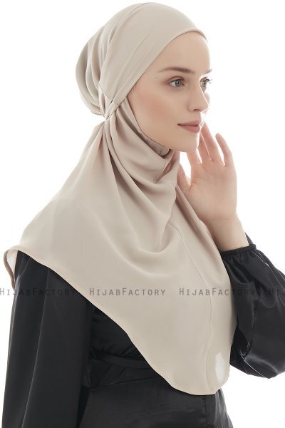 Ebrar - Light Taupe Crepe Chiffon Al Amira Hijab