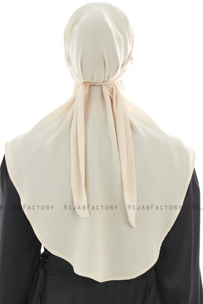 Ebrar - Light Beige Crepe Chiffon Al Amira Hijab