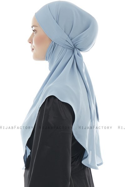 Ebrar - Light Blue Crepe Chiffon Al Amira Hijab