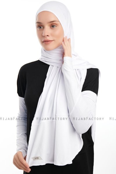 Azize - White Pro Scarf Sport Hijab Set