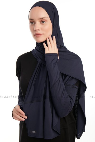 Azize - Navy Blue Pro Scarf Sport Hijab Set