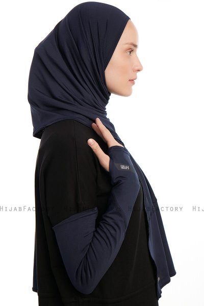 Azize - Navy Blue Pro Scarf Sport Hijab Set