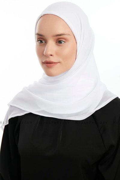 Eylem - White One Piece Chiffon Hijab