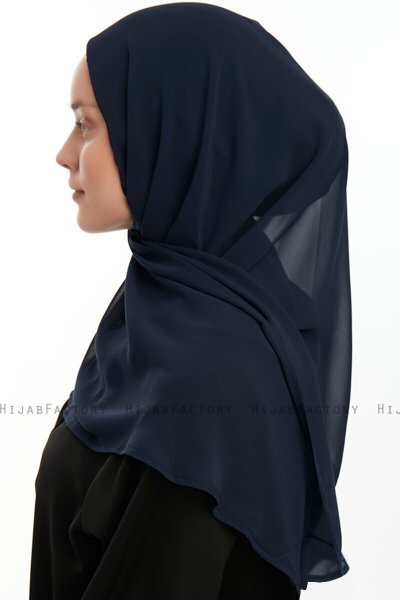 Eylem - Navy Blue One Piece Chiffon Hijab