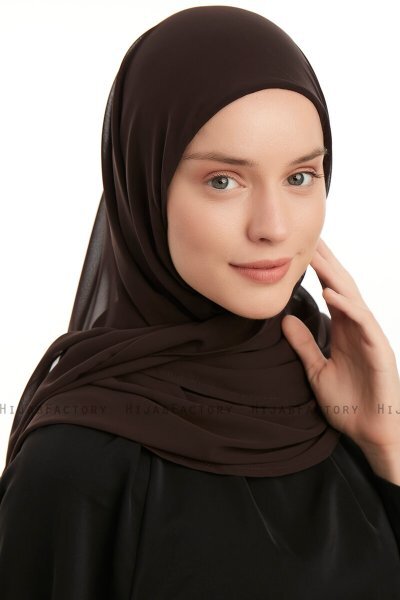 Eylem - Brown One Piece Chiffon Hijab