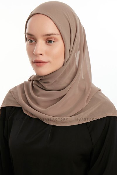 Eylem - Dark Taupe One Piece Chiffon Hijab