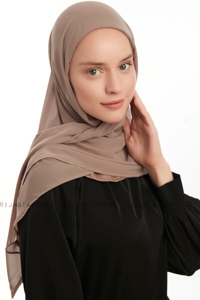 Eylem - Dark Taupe One Piece Chiffon Hijab