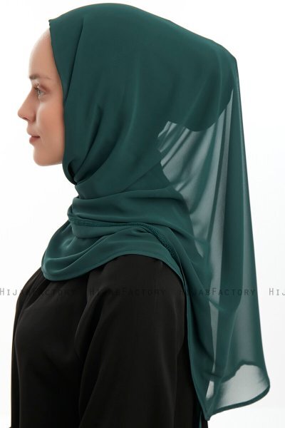 Eylem - Dark Green One Piece Chiffon Hijab