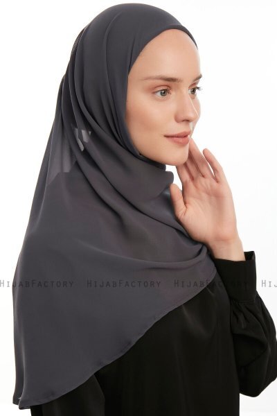 Eylem - Anthracite One Piece Chiffon Hijab