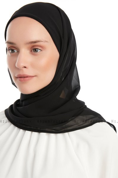 Sahar - Black One Piece Chiffon Hijab