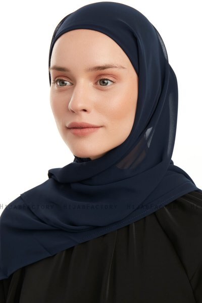 Sahar - Navy Blue One Piece Chiffon Hijab