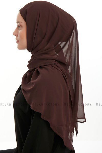 Sahar - Brown One Piece Chiffon Hijab