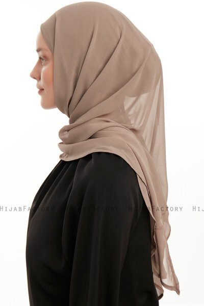 Sahar - Dark Taupe One Piece Chiffon Hijab