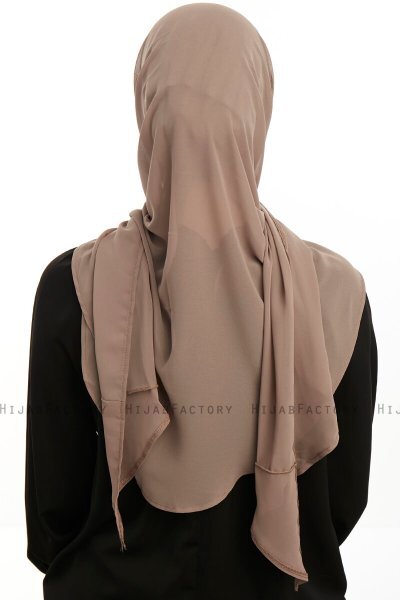 Sahar - Dark Taupe One Piece Chiffon Hijab