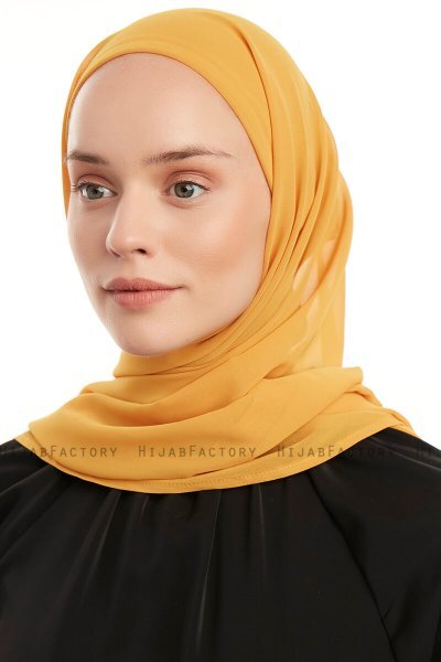 Sahar - Mustard One Piece Chiffon Hijab