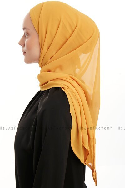 Sahar - Mustard One Piece Chiffon Hijab