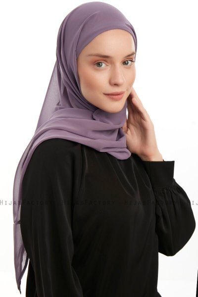 Sahar - Dark Purple One Piece Chiffon Hijab