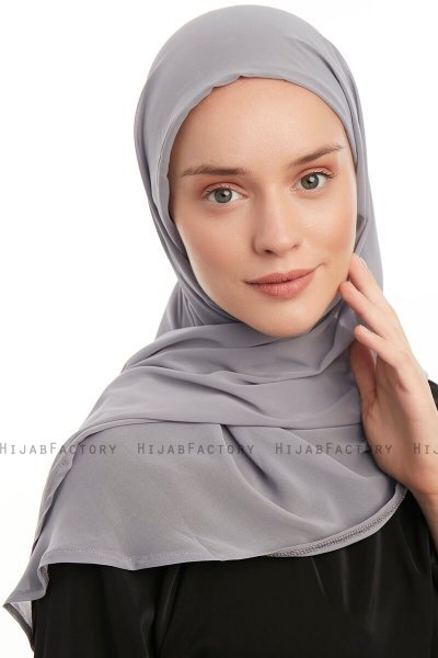 Sahar - Dark Grey One Piece Chiffon Hijab