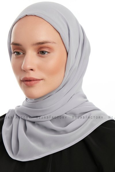Sahar - Light Grey One Piece Chiffon Hijab