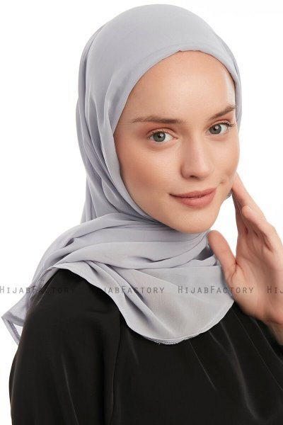 Sahar - Light Grey One Piece Chiffon Hijab