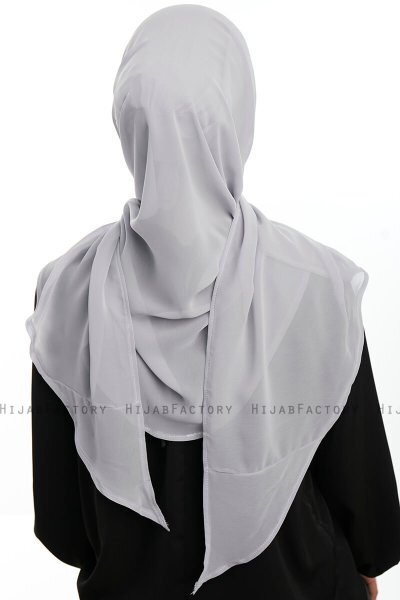Sahar - Light Grey One Piece Chiffon Hijab